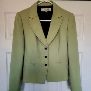 TAHARI Women's Tailored Mint Green Blazer Jacket Stitching Lined Size 8 Petite